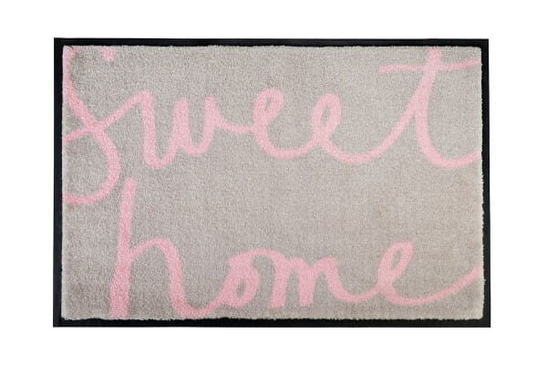 Fußmatte beige / rosa &#039;Sweet Home&#039; 75x50cm