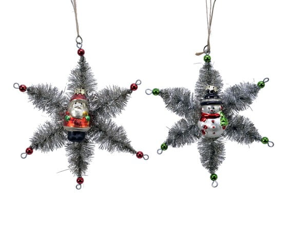 Weihnachten Kae Glas Santa/Flocke 2sort, dia14x3cm assorted