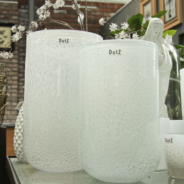 DutZ Vase THICK GLASS, white bubbles H32 Ø18