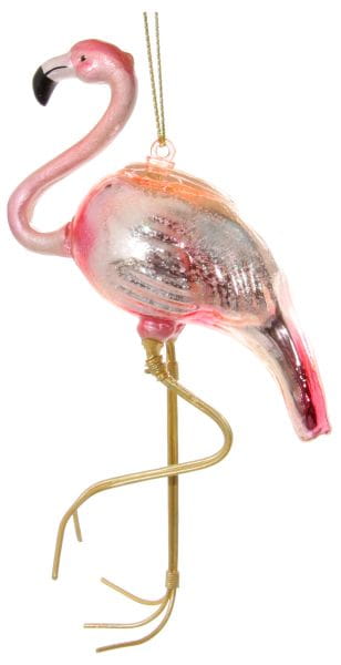 ShiShi Glas Flamingo, Metallfüße rosa 14cm