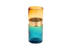 Pols Potten Vase aus Glas blau / gold H26cm