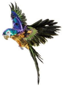 ShiShi PAPAGEI fliegend, gold-blau-grüne Pailetten 50cm