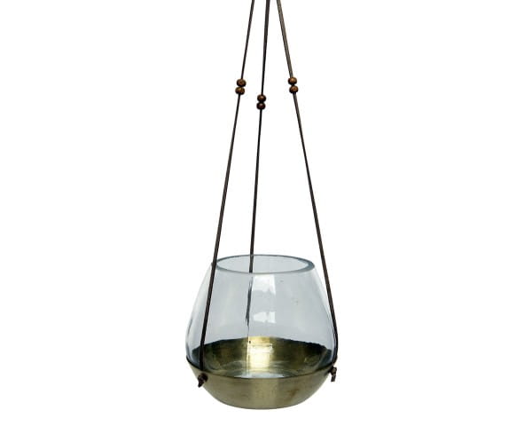 Teelichthalter Kae Glas Teelicht Haenger, dia10x9.5cm braun