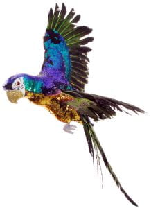 ShiShi PAPAGEI fliegend, gold-blau-grüne Pailetten 75cm